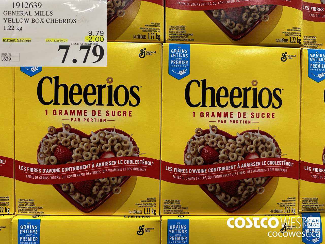 1912639 GENERAL MILLS YELLOW BOX CHEERIOS 1.22KG ($2.00 INSTANT SAVINGS EXPIRES ON 2025-09-07) $7.79