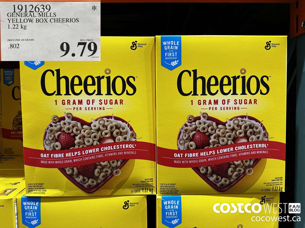 1912639 GENERAL MILLS YELLOW BOX CHEERIOS 1.22KG $9.79