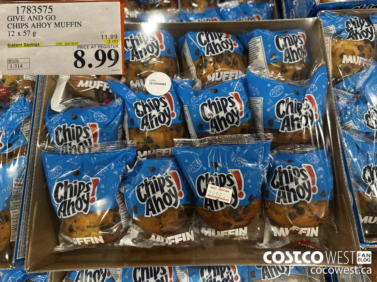 1783575 GIVE AND GO CHIPS AHOY MUFFIN 12 X 57G ($3.00 INSTANT SAVINGS EXPIRES ON 2025-09-07) $8.99
