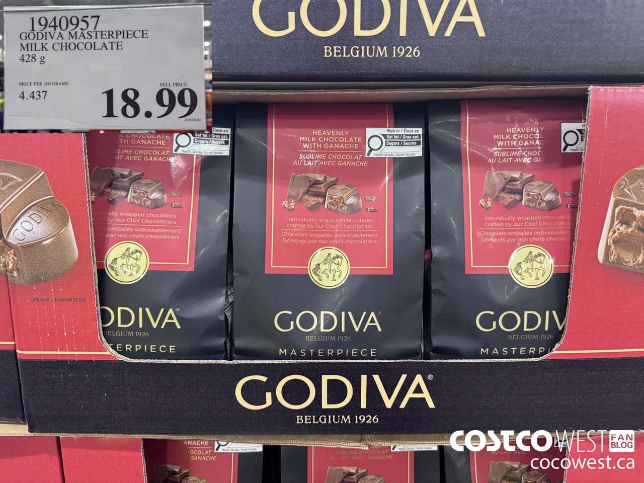 1940957 GODIVA MASTERPIECE MILK CHOCOLATE 428G $18.99