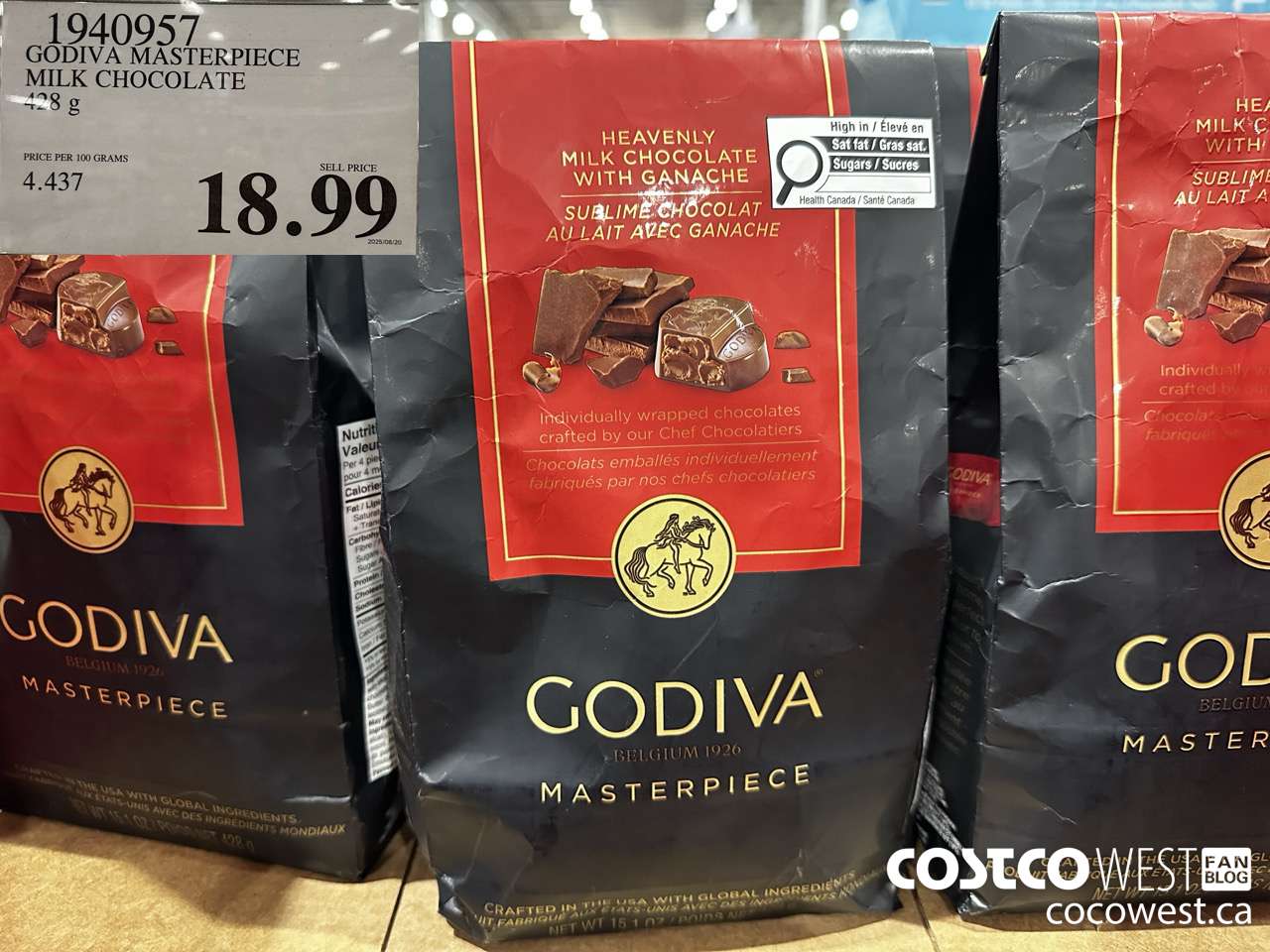 1940957 GODIVA MASTERPIECE MILK CHOCOLATE 428G $18.99