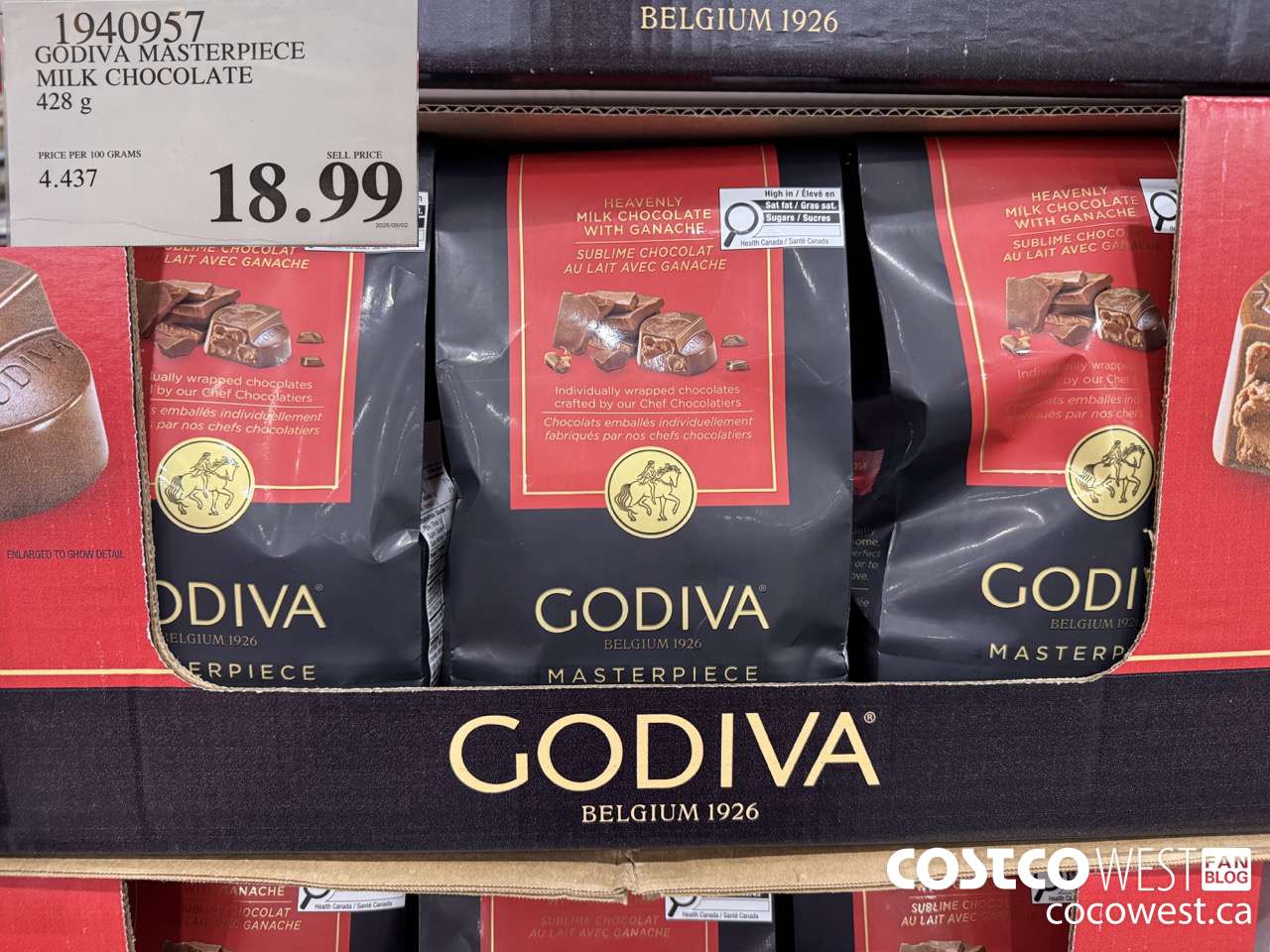 1940957 GODIVA MASTERPIECE MILK CHOCOLATE 428G $18.99
