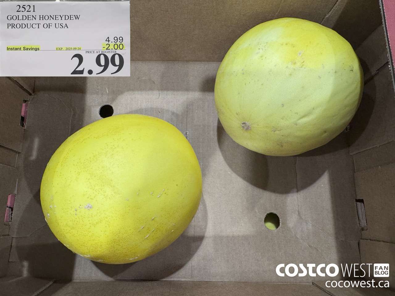 2521 GOLDEN HONEYDEW PRODUCT OF USA ($2.00 INSTANT SAVINGS EXPIRES ON 2025-09-24) $2.99