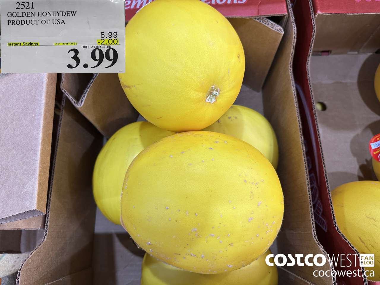 2521 GOLDEN HONEYDEW PRODUCT OF USA ($2.00 INSTANT SAVINGS EXPIRES ON 2025-09-24) $3.99