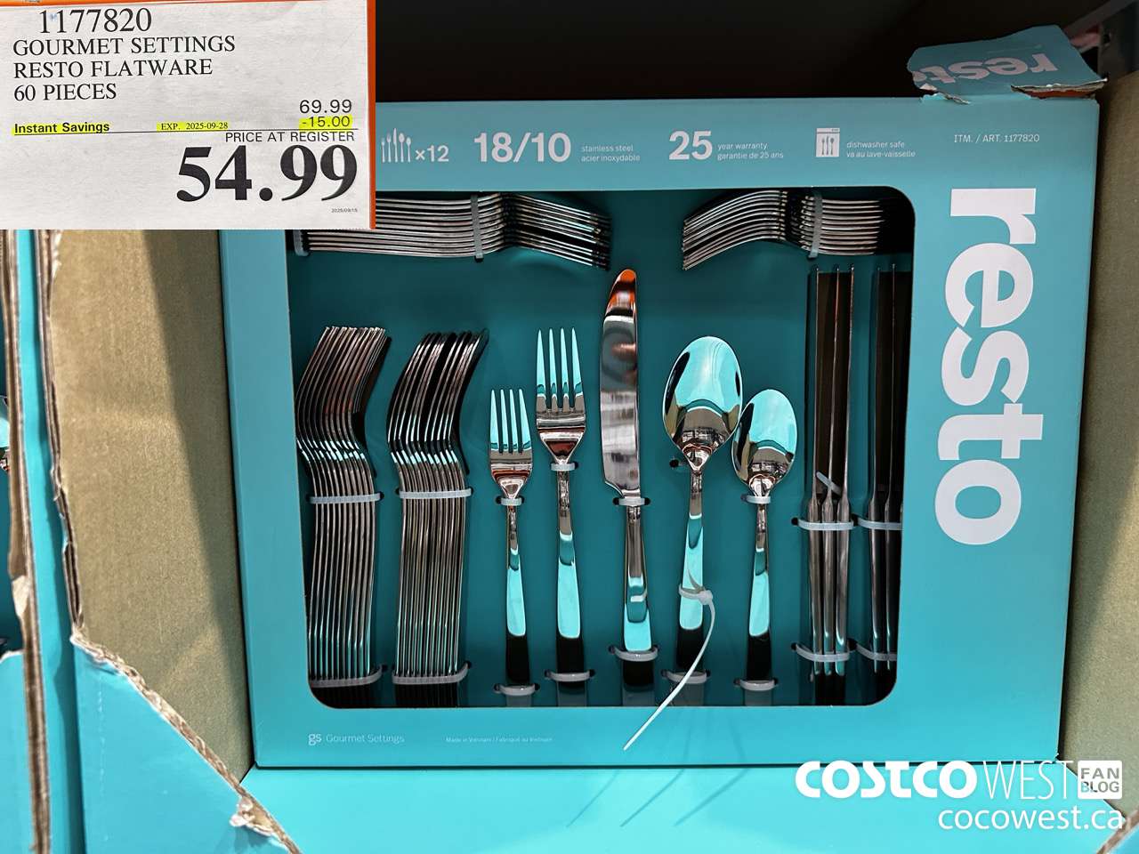 1177820 GOURMET SETTINGS RESTO FLATWARE 60 PIECES ($15.00 INSTANT SAVINGS EXPIRES ON 2025-09-28) $54.99