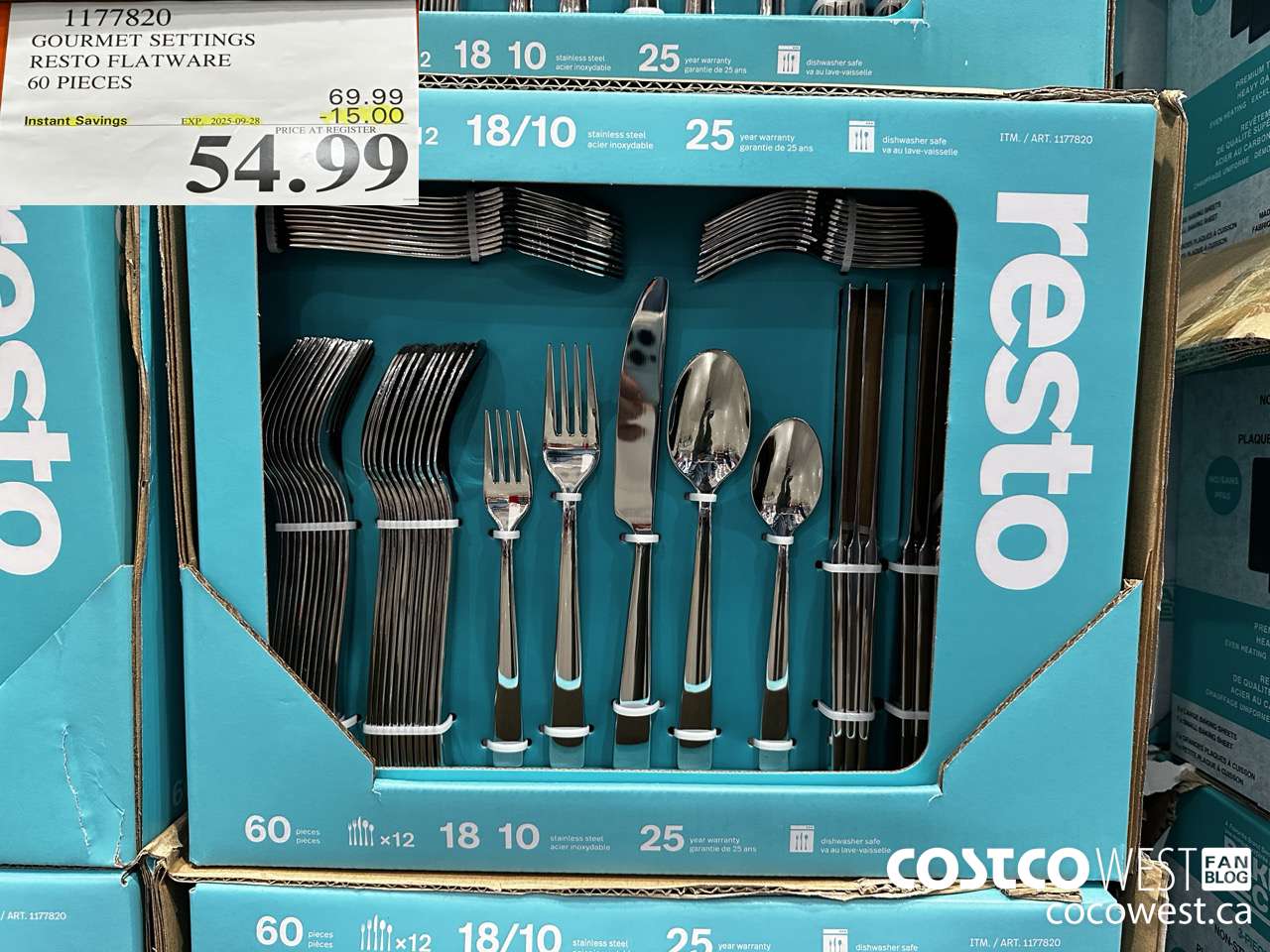 1177820 GOURMET SETTINGS RESTO FLATWARE 60 PIECES ($15.00 INSTANT SAVINGS EXPIRES ON 2025-09-28) $54.99