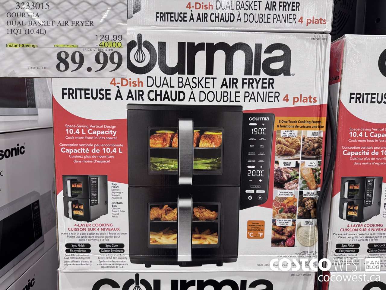 3333015 GOURMIA DOUBLE DECKER AIR FRYER 11QT (10.4L) ($40.00 INSTANT SAVINGS EXPIRES ON 2025-09-28) $89.99