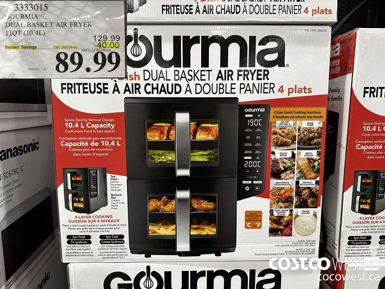 3333015 GOURMIA DOUBLE DECKER AIR FRYER 11QT (10.4L) ($40.00 INSTANT SAVINGS EXPIRES ON 2025-09-28) $89.99