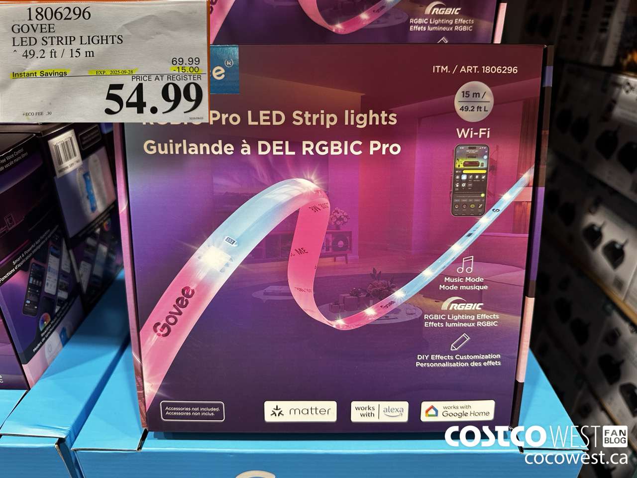1806296 GOVEE LED STRIP LIGHTS 49.2FT/15M ($15.00 INSTANT SAVINGS EXPIRES ON 2025-09-28) $54.99
