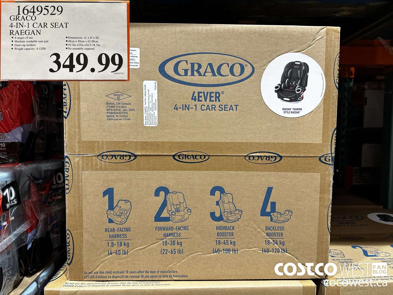1649529 GRACO RAEGAN 4 EVER CAR SEAT $349.99