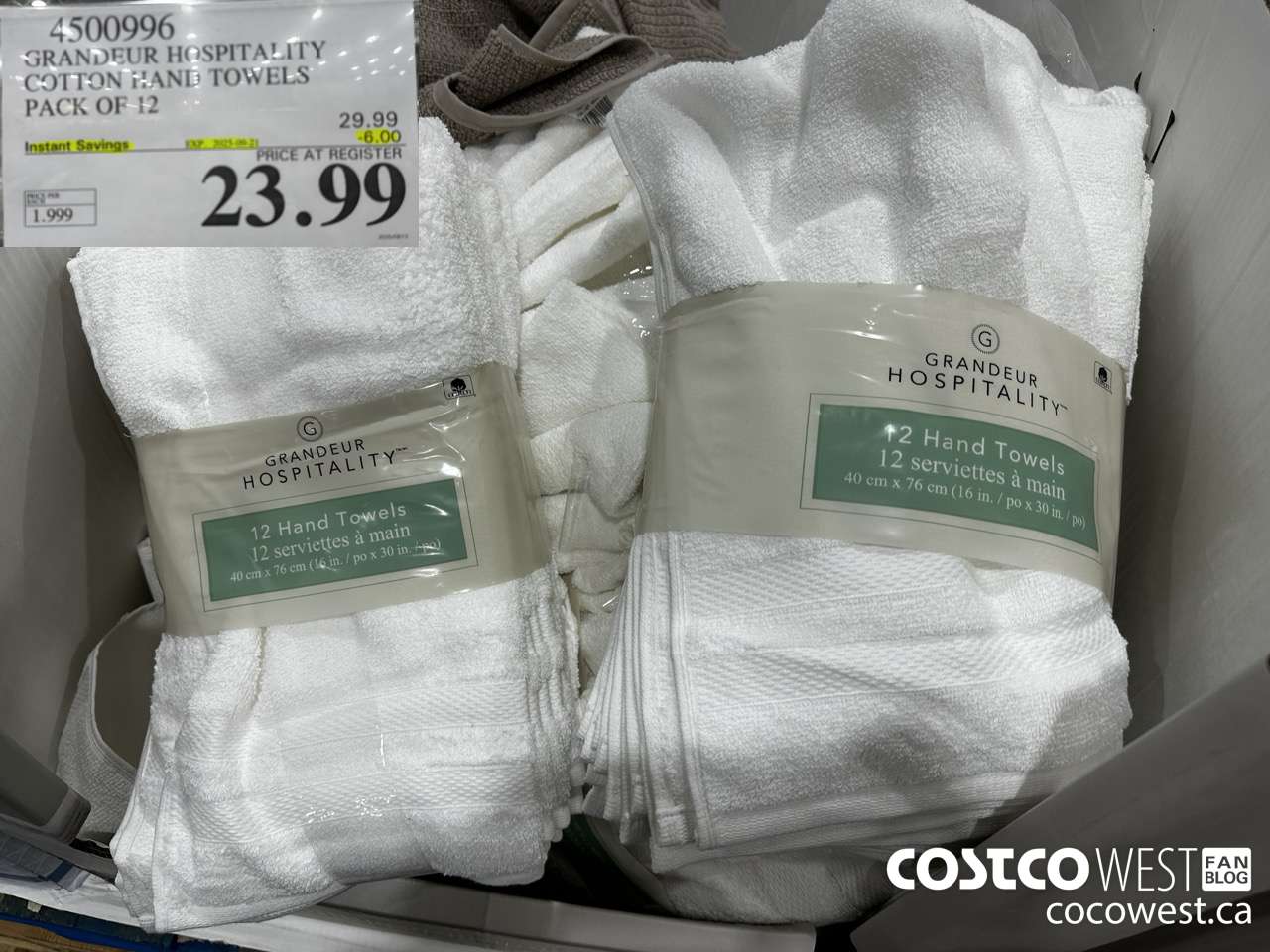 4500996 GRANDEUR HOSPITALITY COTTON HAND TOWELS 16