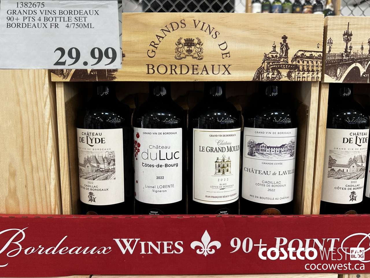 1382675 GRANDS VINS BORDEAUX 90+ PTS 4 BOTTLE SET BORDEAUX FR 4/750ML $29.99