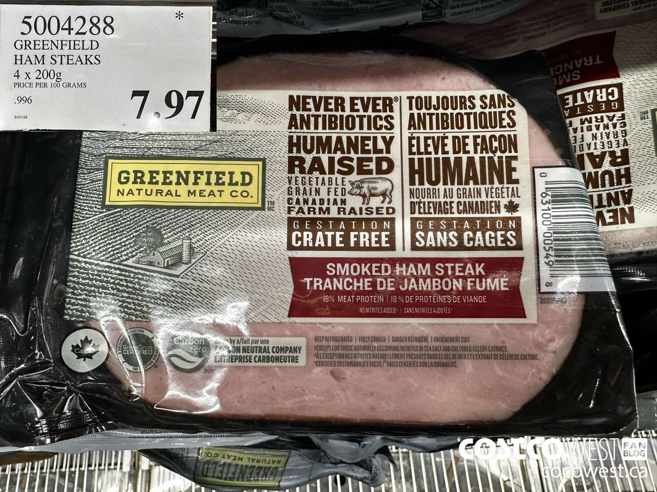 5004288 GREENFIELD HAM STEAKS 4 X 200G $7.97