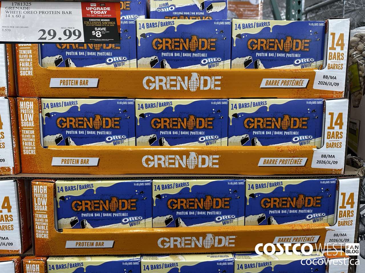 1781325 GRENADE WHITE OREO PROTEIN BAR 14 X 60G ($8.00 INSTANT SAVINGS EXPIRES ON 2025-09-28) $21.99