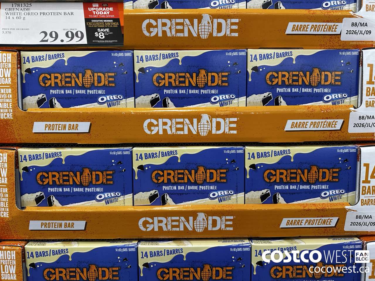 1781325 GRENADE WHITE OREO PROTEIN BAR 14 X 60G ($8.00 INSTANT SAVINGS EXPIRES ON 2025-09-28) $21.99