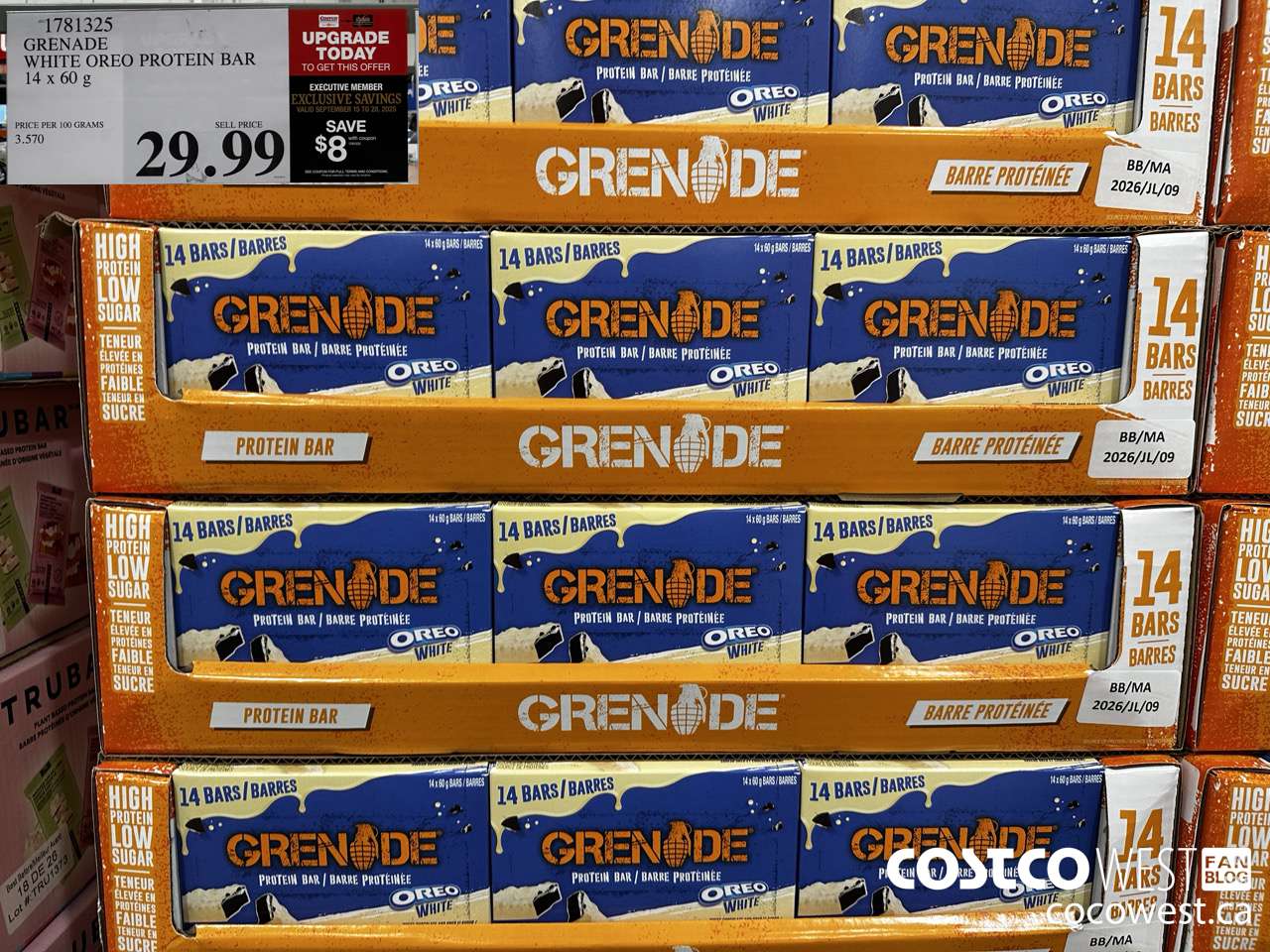 1781325 GRENADE WHITE OREO PROTEIN BAR 14 X 60G ($8.00 INSTANT SAVINGS EXPIRES ON 2025-09-28) $21.99