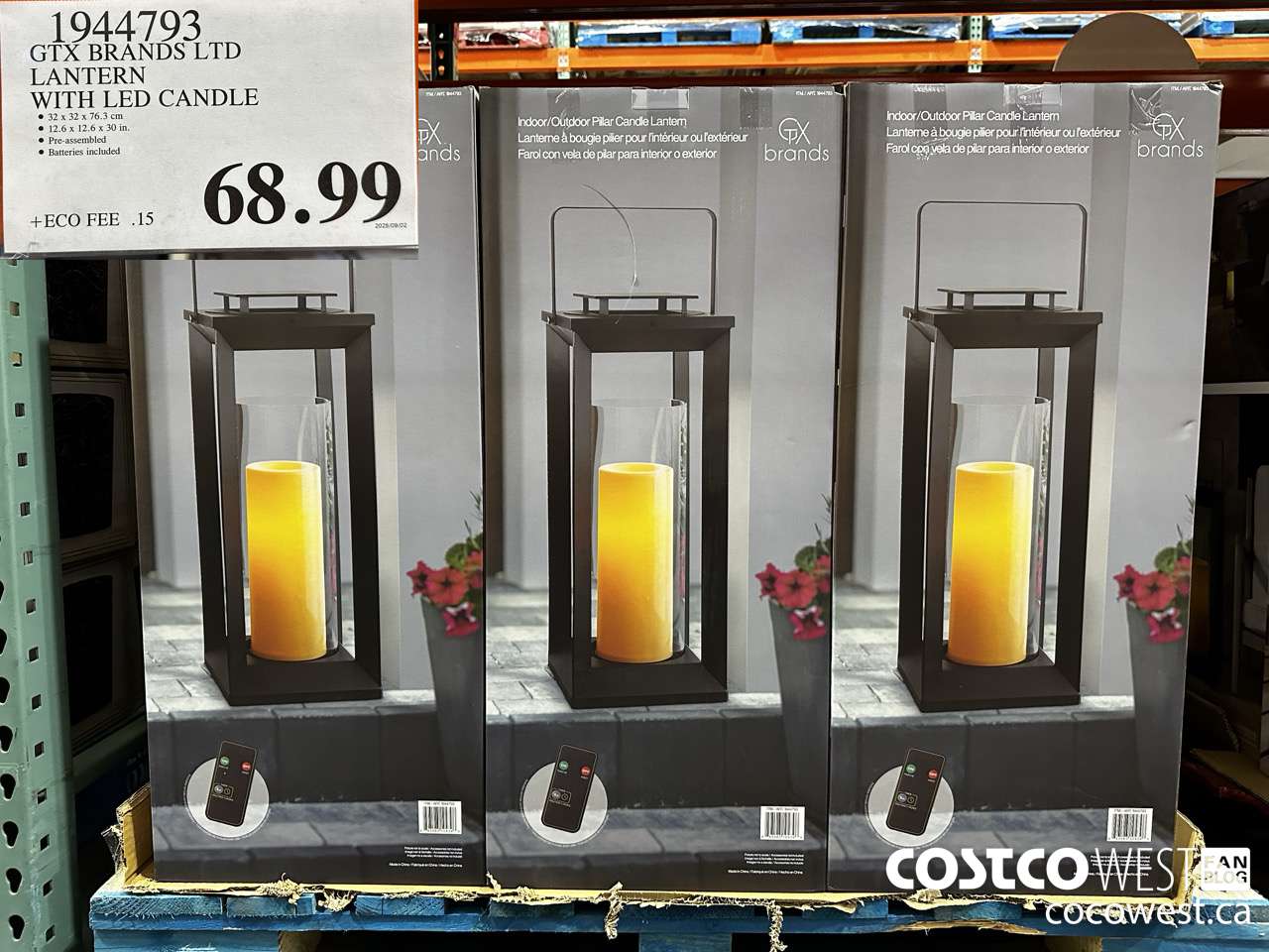 1944793 GTX BRANDS LTD LANTERN WITH LED CANDLE $68.99