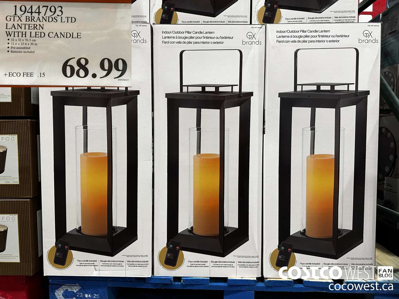 1944793 GTX BRANDS LTD LANTERN WITH LED CANDLE $68.99