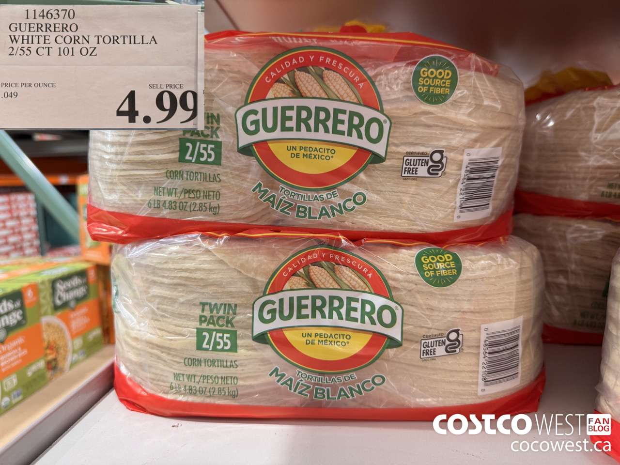 1146370 GUERRERO WHITE CORN TORTILLA 2/55 CT 101 OZ $4.99