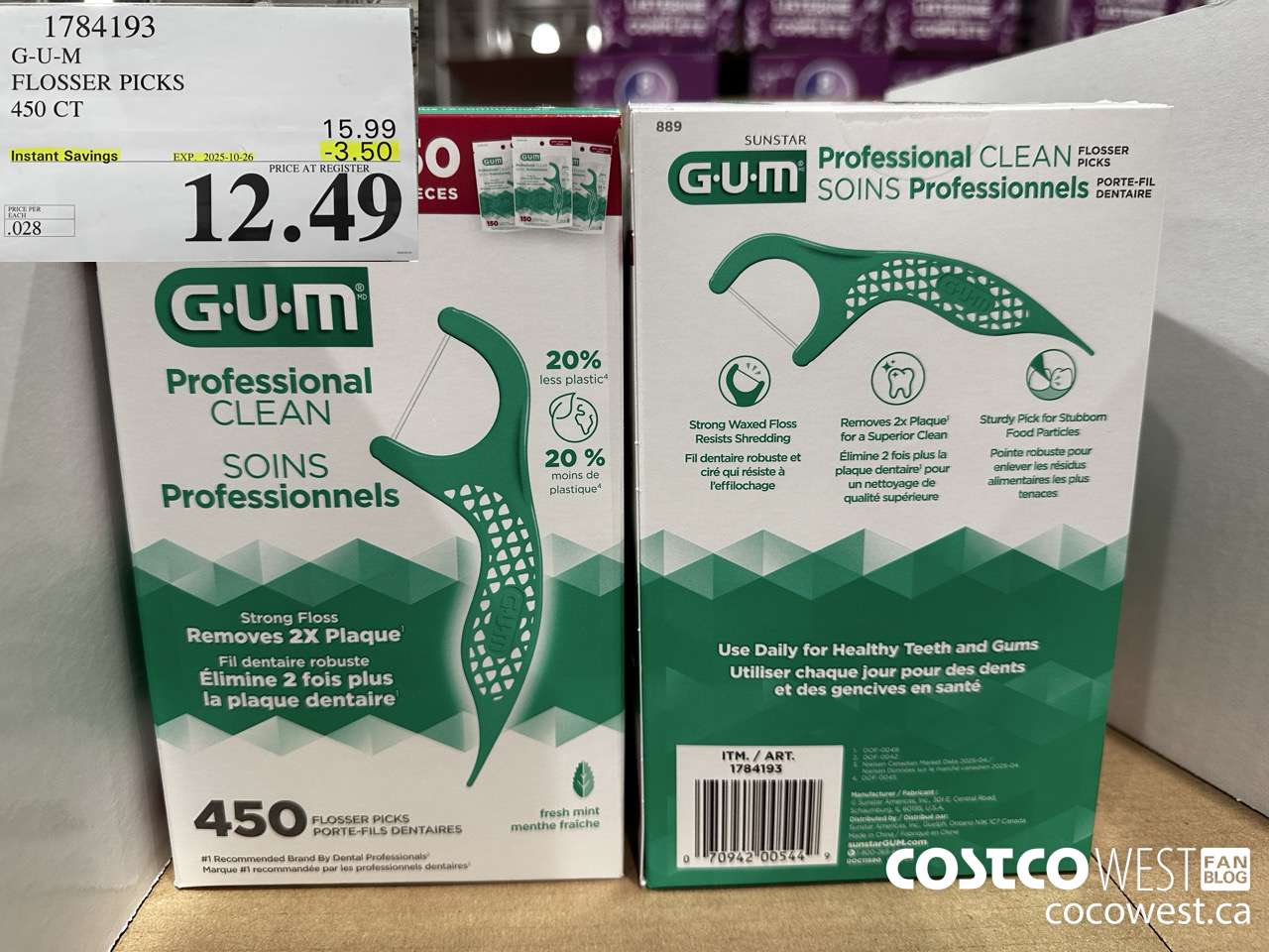 1784193 G-U-M PROFESSIONAL CLEAN 450 CT ($3.50 INSTANT SAVINGS EXPIRES ON 2025-10-26) $12.49