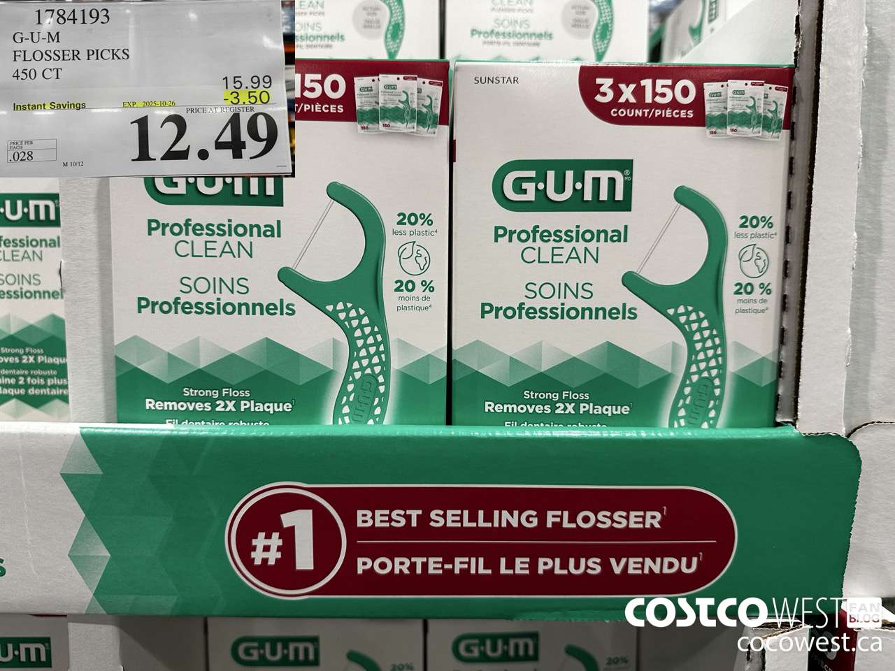 1784193 G-U-M PROFESSIONAL CLEAN 450 CT ($3.50 INSTANT SAVINGS EXPIRES ON 2025-10-26) $12.49