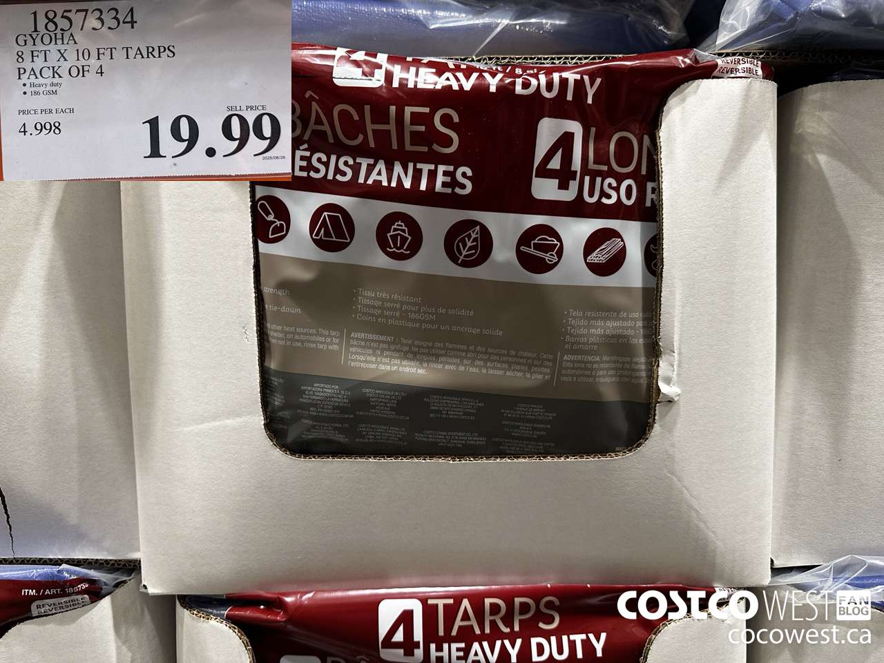 1857334 GYOHA 8FT X 10FT TARPS PACK OF 4 $19.99