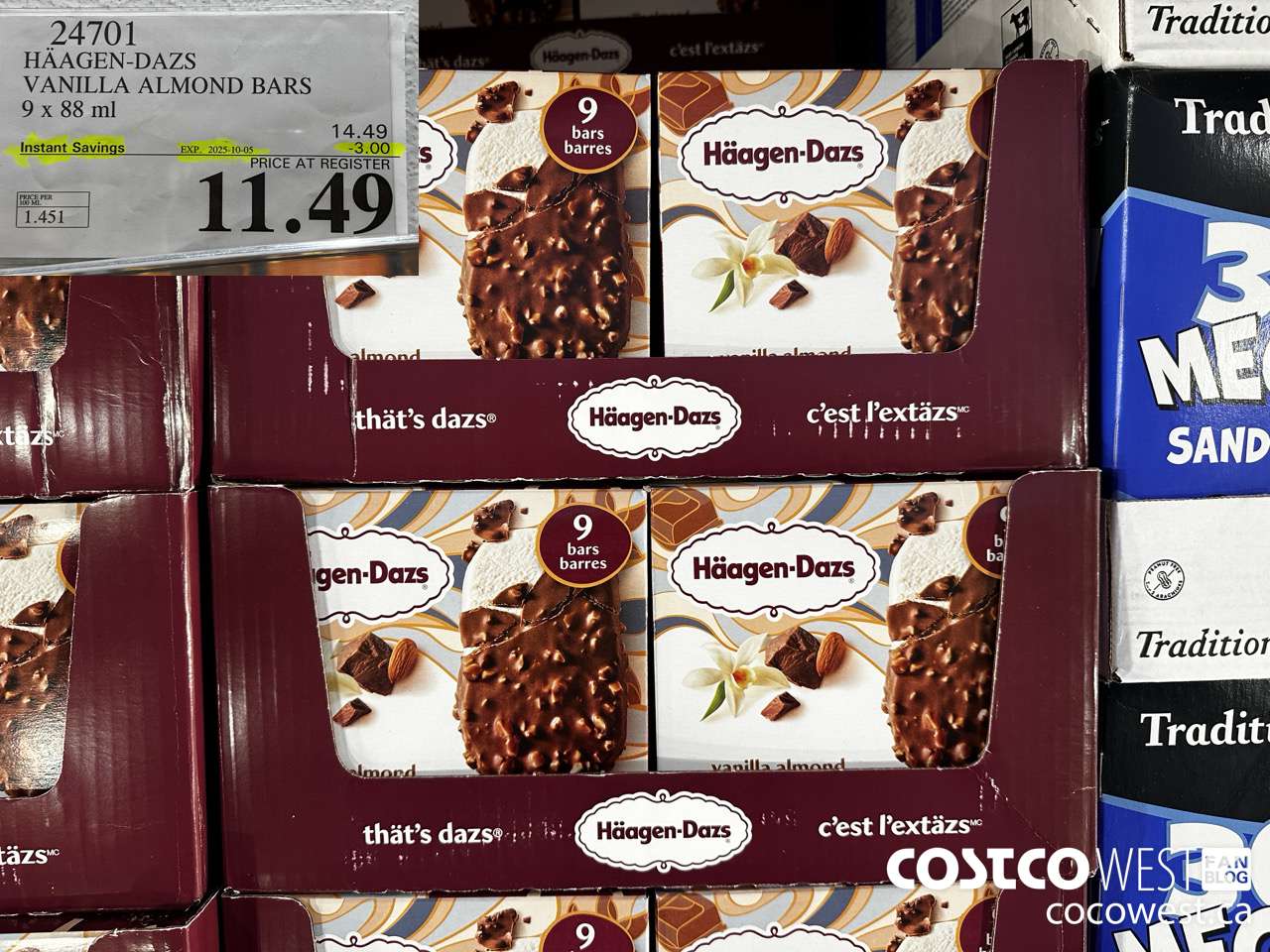 24701 HAAGEN-DAZS VANILLA ALMOND BARS 9 x 88 ml ($3.00 INSTANT SAVINGS EXPIRES ON 2025-10-05) $11.49