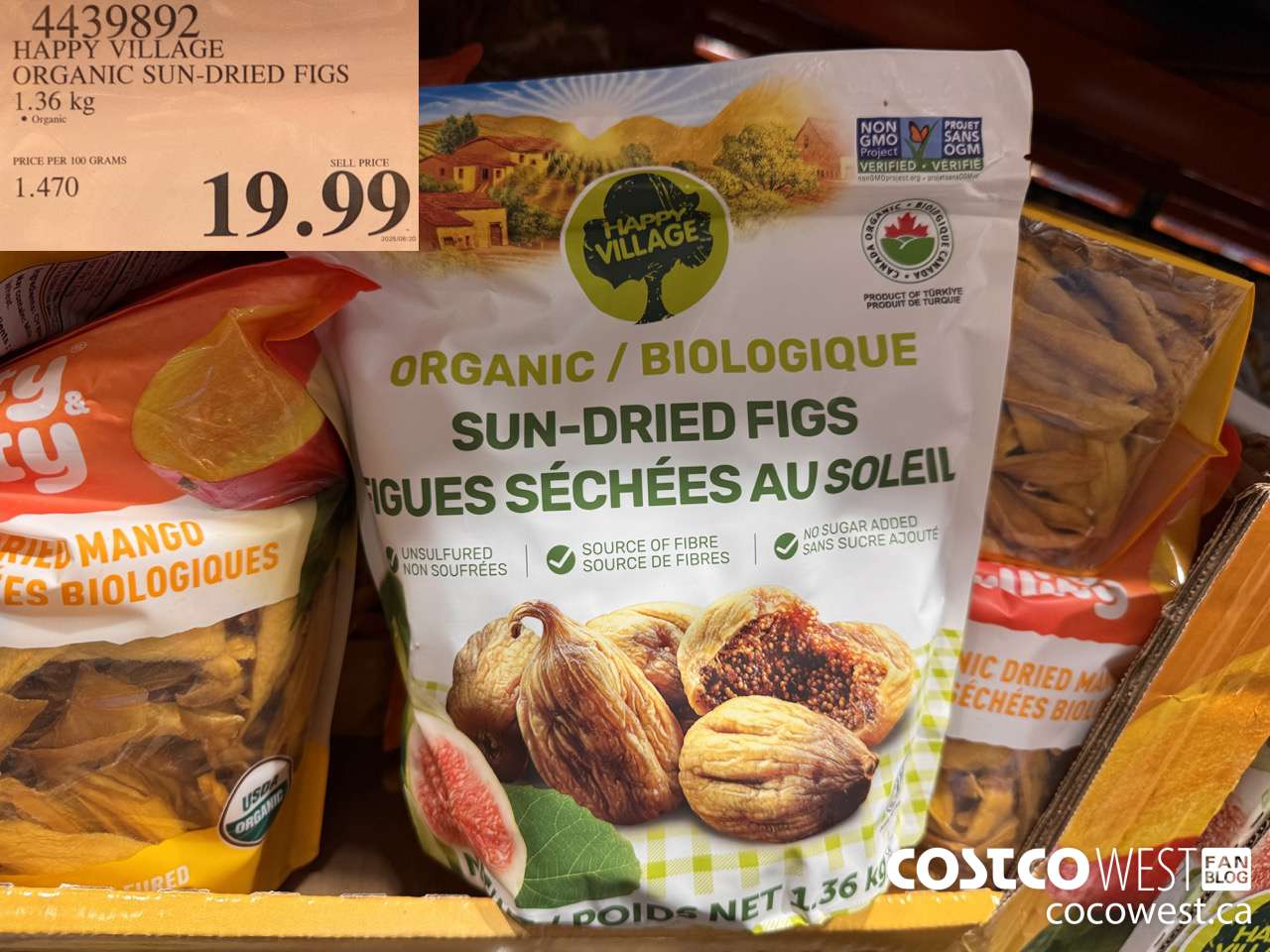 4439892 HAPPY VILLAGE ORGANIC SUN-DRIED FIGS 1.36KG $19.99