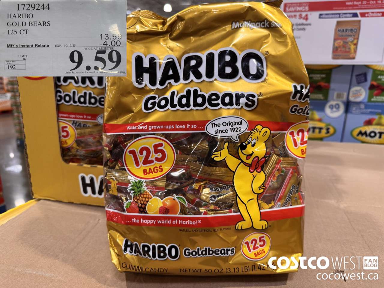 1729244 HARIBO GOLD BEARS 125 CT ($4.00 INSTANT SAVINGS EXPIRES ON 2025-10-19) $9.59