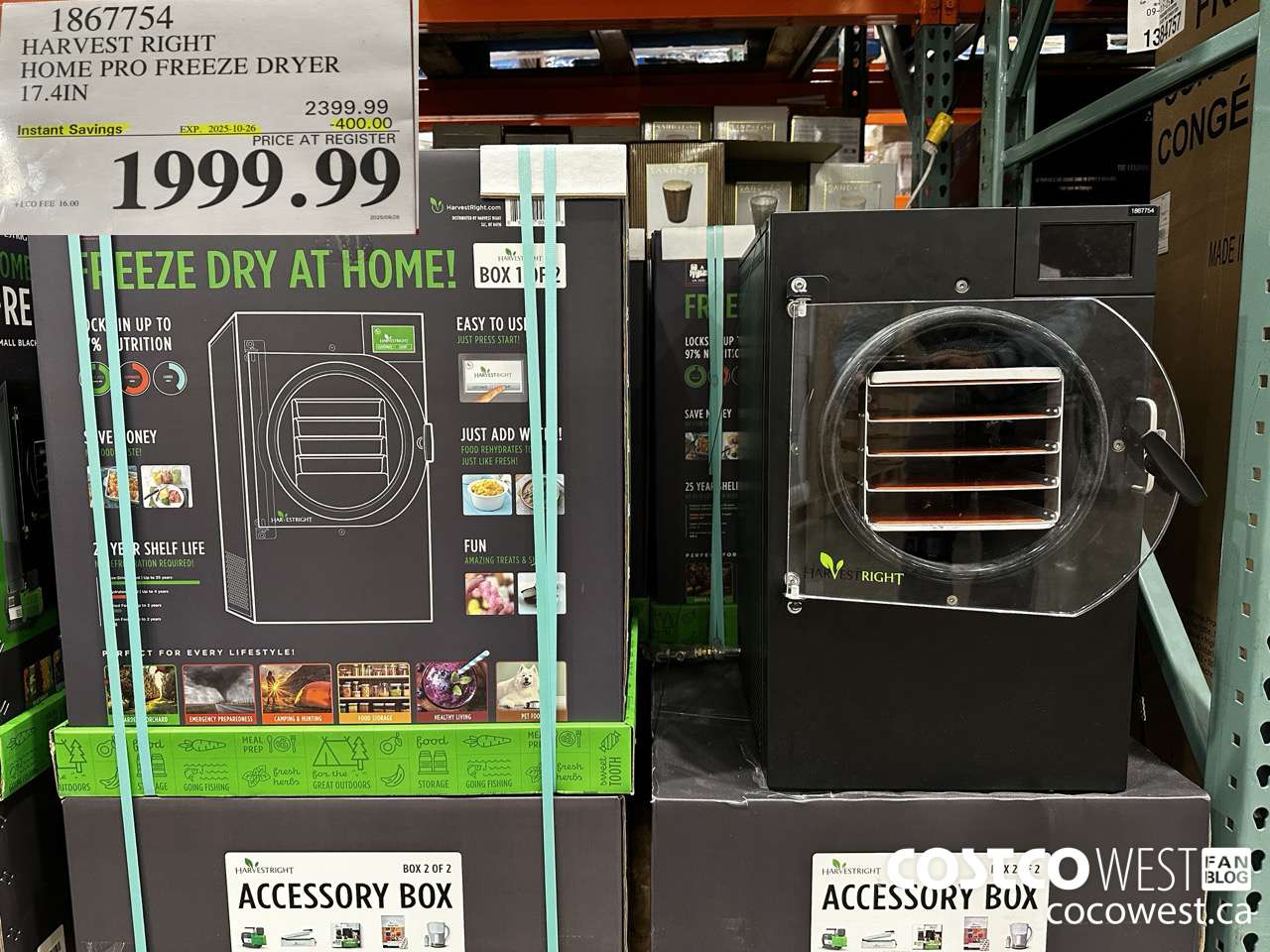 1867754 HARVEST RIGHT SMALL HOME PRO FREEZE DRYER 17.4IN ($400.00 INSTANT SAVINGS EXPIRES ON 2025-10-26) $1999.99