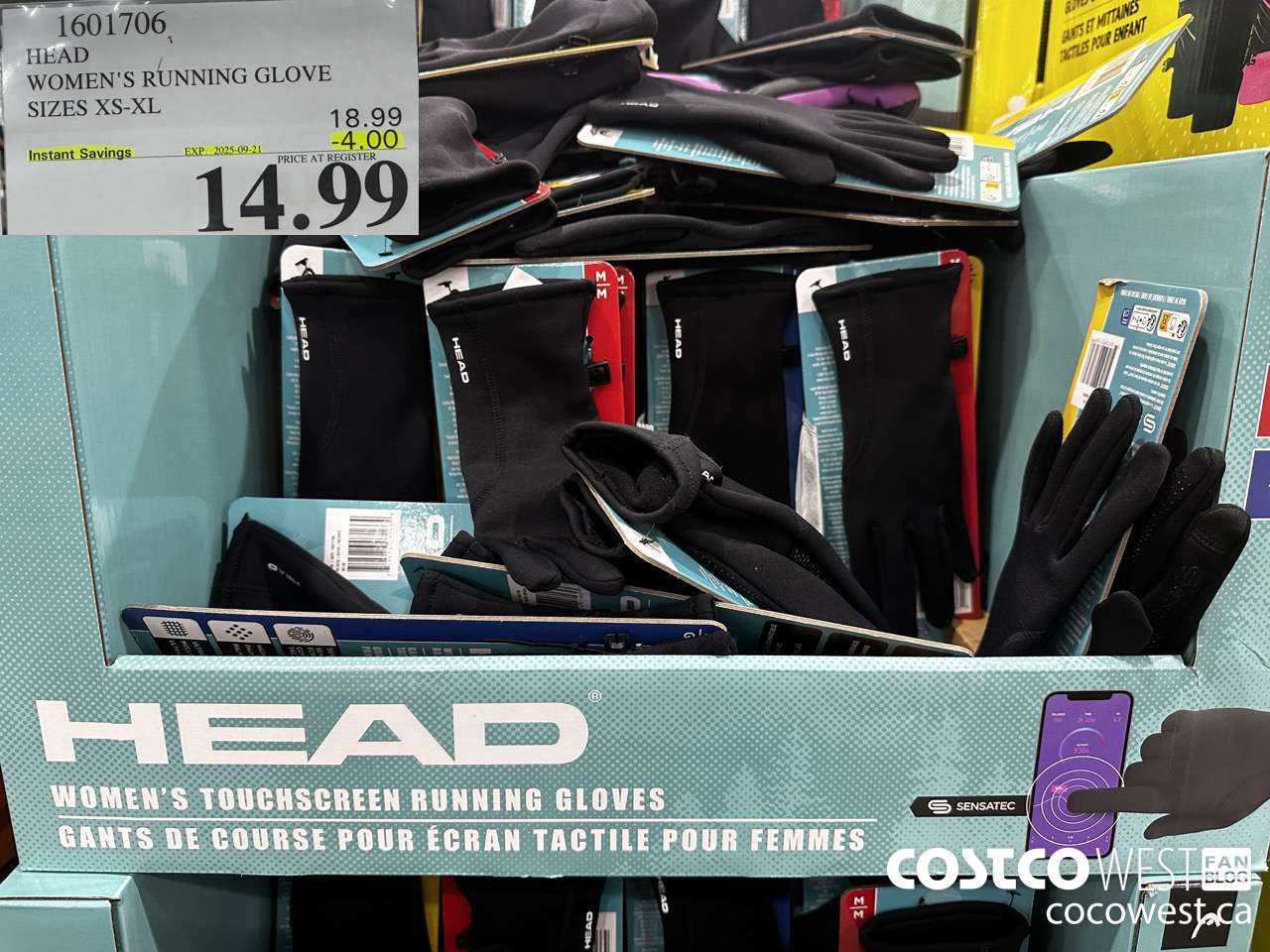 1601706 HEAD LADIES TOUCHSCREEN RUNNING GLOVE SIZES XS-XL ($4.00 INSTANT SAVINGS EXPIRES ON 2025-09-21) $14.99