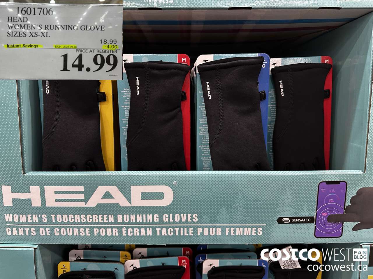 1601706 HEAD LADIES TOUCHSCREEN RUNNING GLOVE SIZES XS-XL ($4.00 INSTANT SAVINGS EXPIRES ON 2025-09-28) $14.99