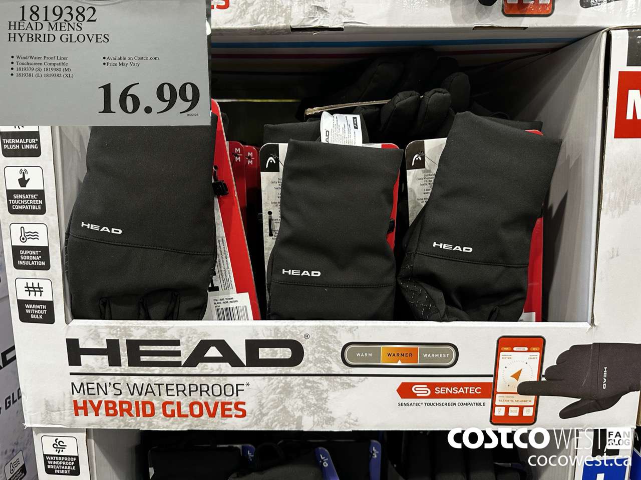 1819382 HEAD MENS HYBRID GLOVES $16.99