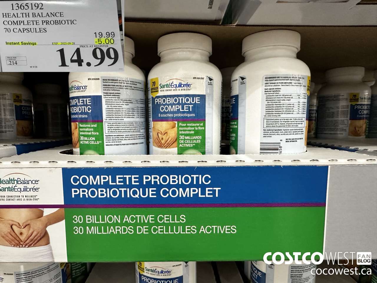 1365192 HEALTH BALANCE COMPLETE PROBIOTIC 70 CAPSULES ($5.00 INSTANT SAVINGS EXPIRES ON 2025-09-28) $14.99