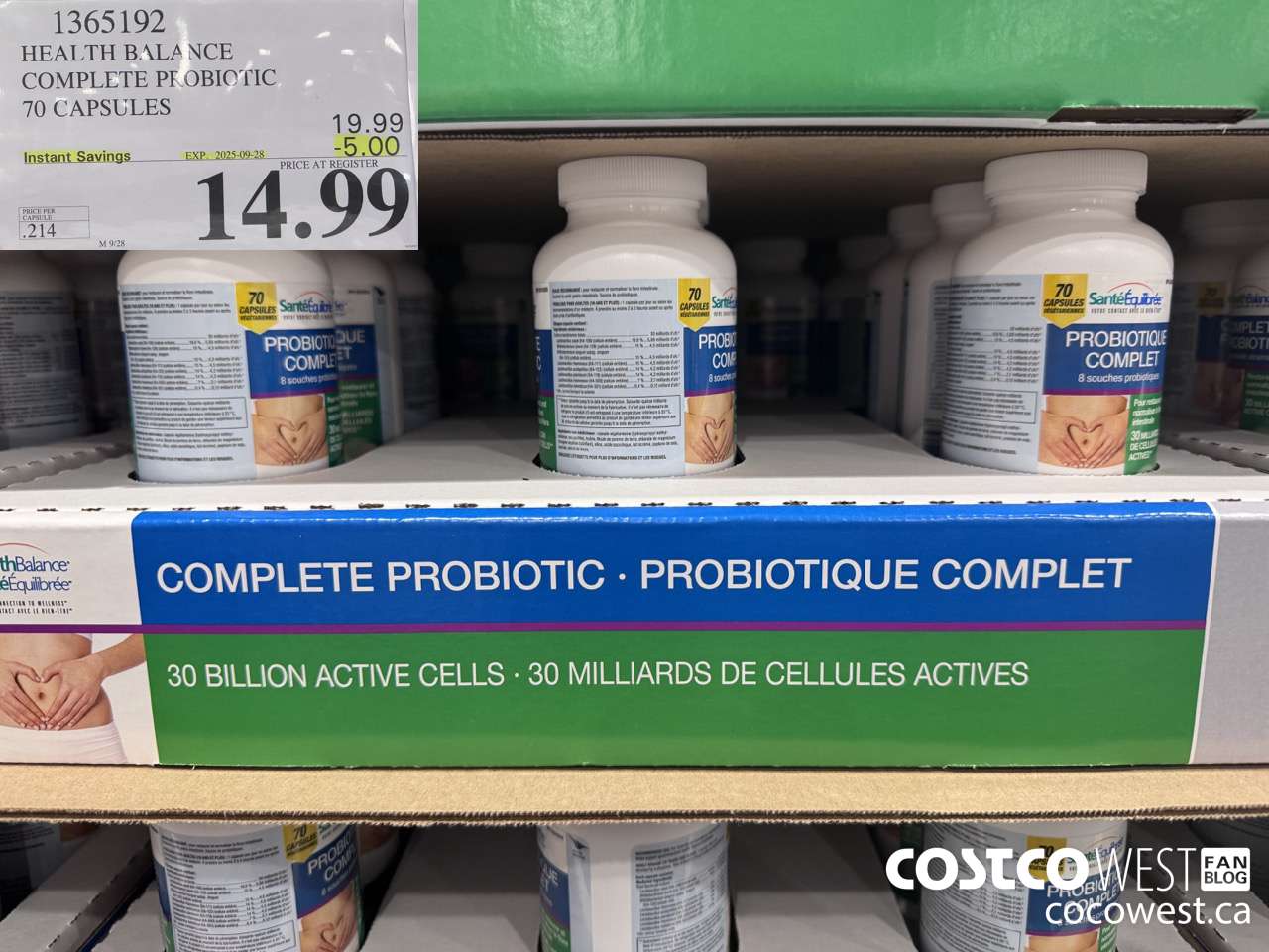 1365192 HEALTH BALANCE COMPLETE PROBIOTIC 70 CAPSULES ($5.00 INSTANT SAVINGS EXPIRES ON 2025-09-28) $14.99