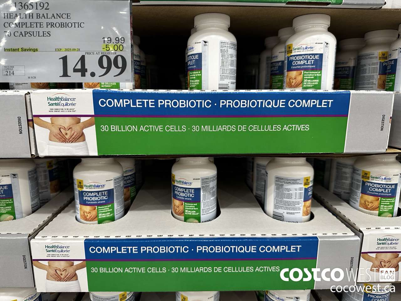1365192 HEALTH BALANCE COMPLETE PROBIOTIC 70 CAPSULES ($5.00 INSTANT SAVINGS EXPIRES ON 2025-09-28) $14.99