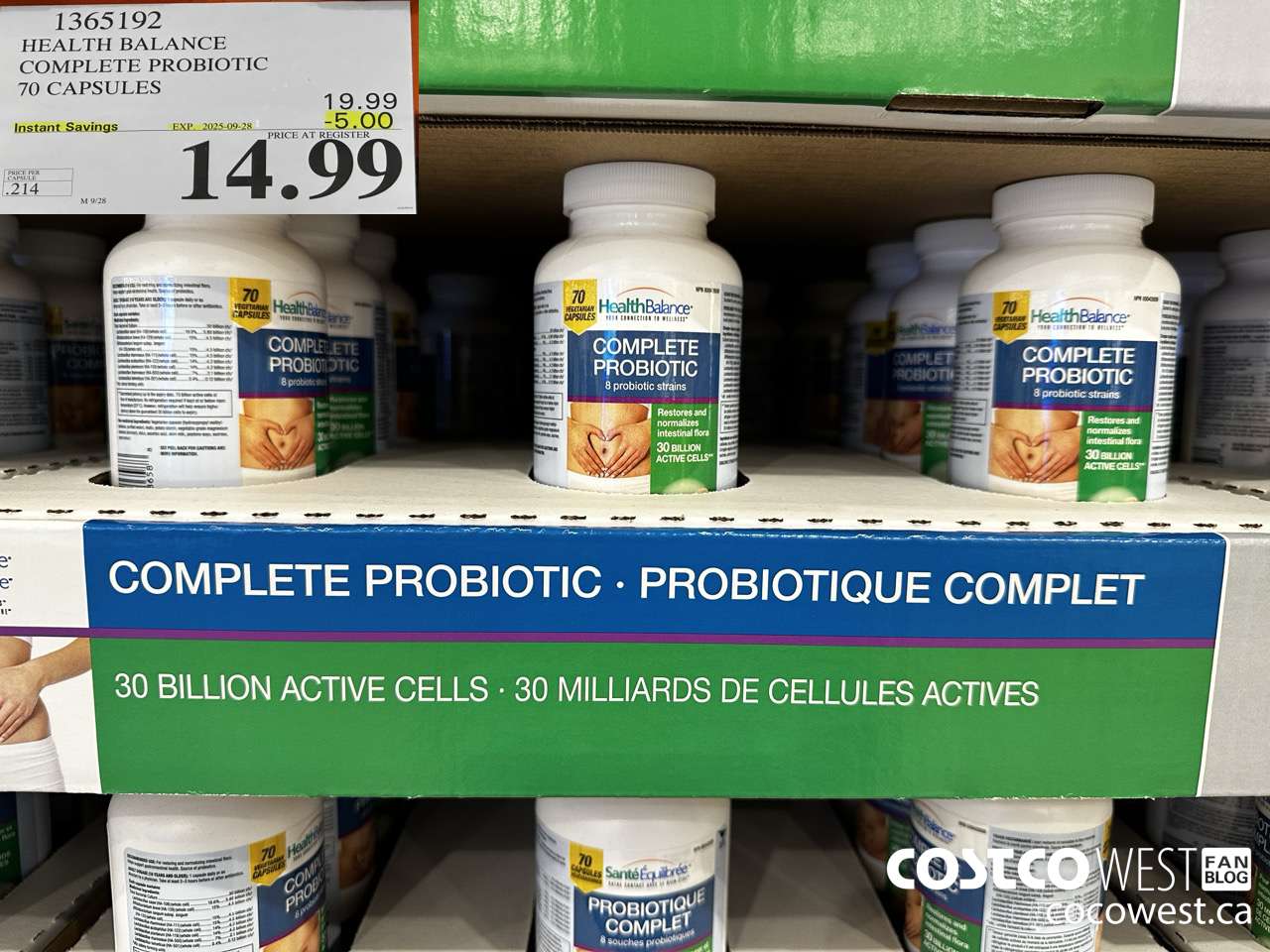 1365192 HEALTH BALANCE COMPLETE PROBIOTIC 70 CAPSULES ($5.00 INSTANT SAVINGS EXPIRES ON 2025-09-28) $14.99