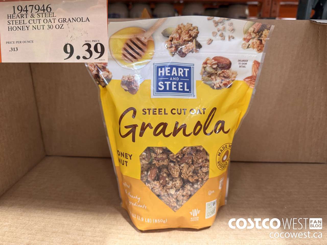 1947946 HEART & STEEL STEEL CUT OAT GRANOLA HONEY NUT 30 OZ $9.39