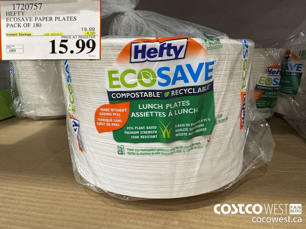 1720757 HEFTY ECOSAVE PAPER PLATES PACK OF 180 ($4.00 INSTANT SAVINGS EXPIRES ON 2025-09-21) $15.99