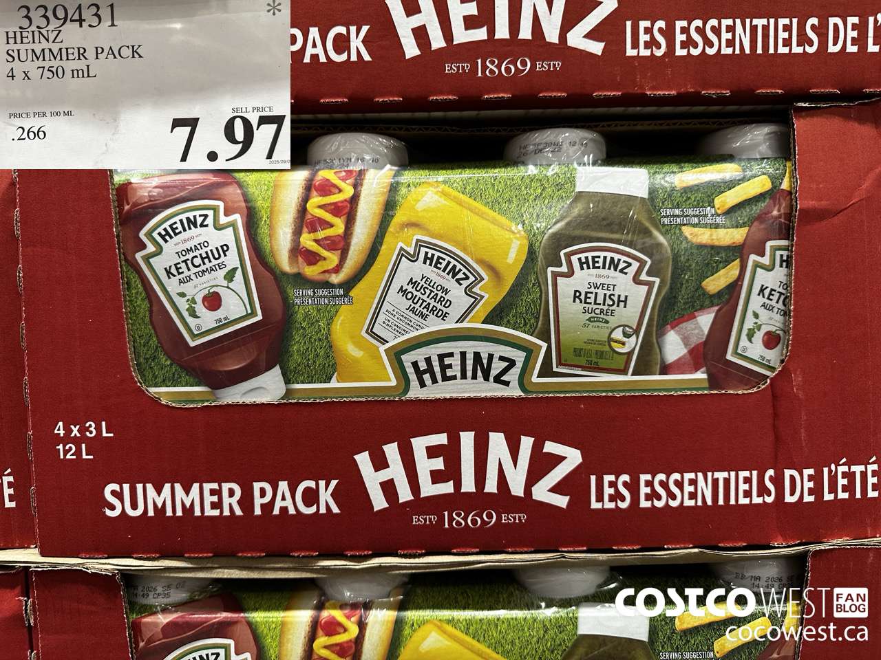 339431 HEINZ SUMMER PACK 4 X 750 ML $7.97