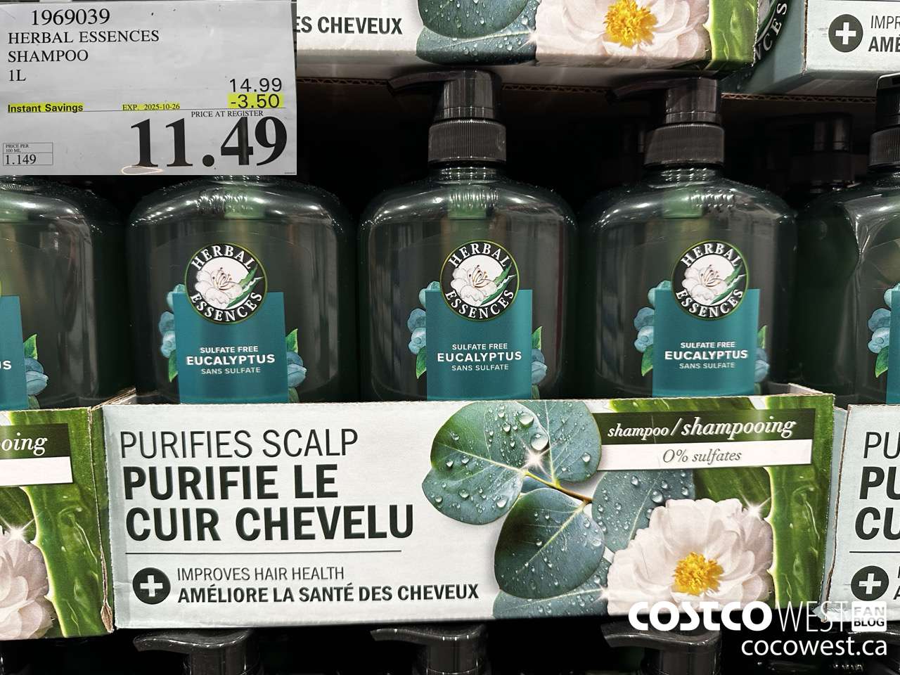 1969039 HERBAL ESSENCES SHAMPOO 1L ($3.50 INSTANT SAVINGS EXPIRES ON 2025-10-26) $11.49