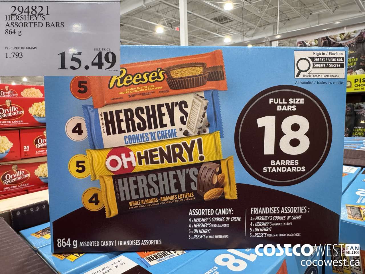 294821 HERSHEY'S ASSORTED BARS 18 PACK $15.49