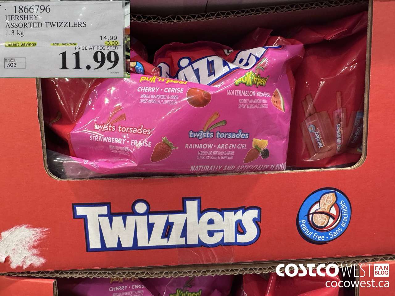 1866796 HERSHEY ASSORTED TWIZZLERS 1.3KG ($3.00 INSTANT SAVINGS EXPIRES ON 2025-09-30) $11.99