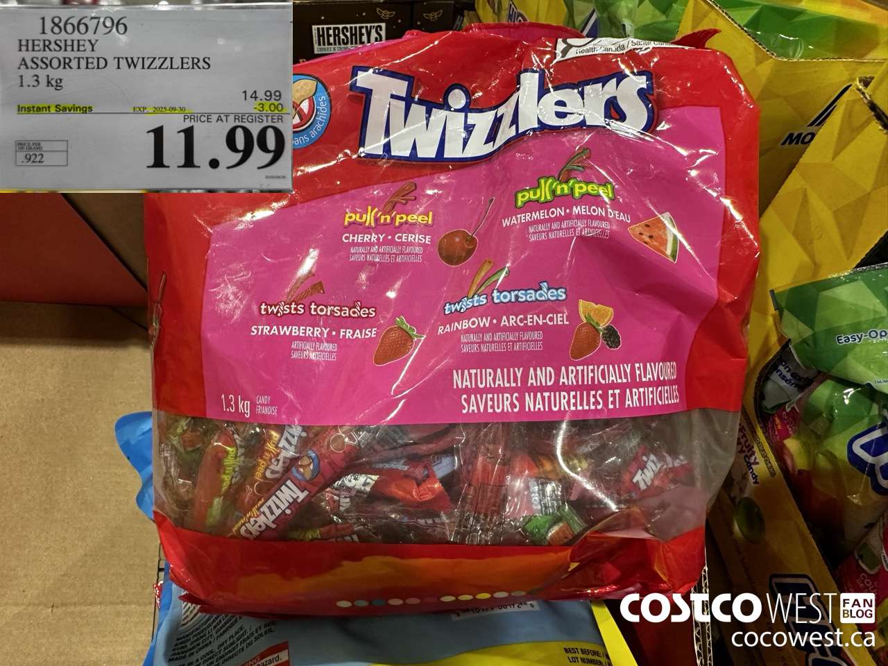1866796 HERSHEY ASSORTED TWIZZLERS 1.3KG ($3.00 INSTANT SAVINGS EXPIRES ON 2025-09-30) $11.99
