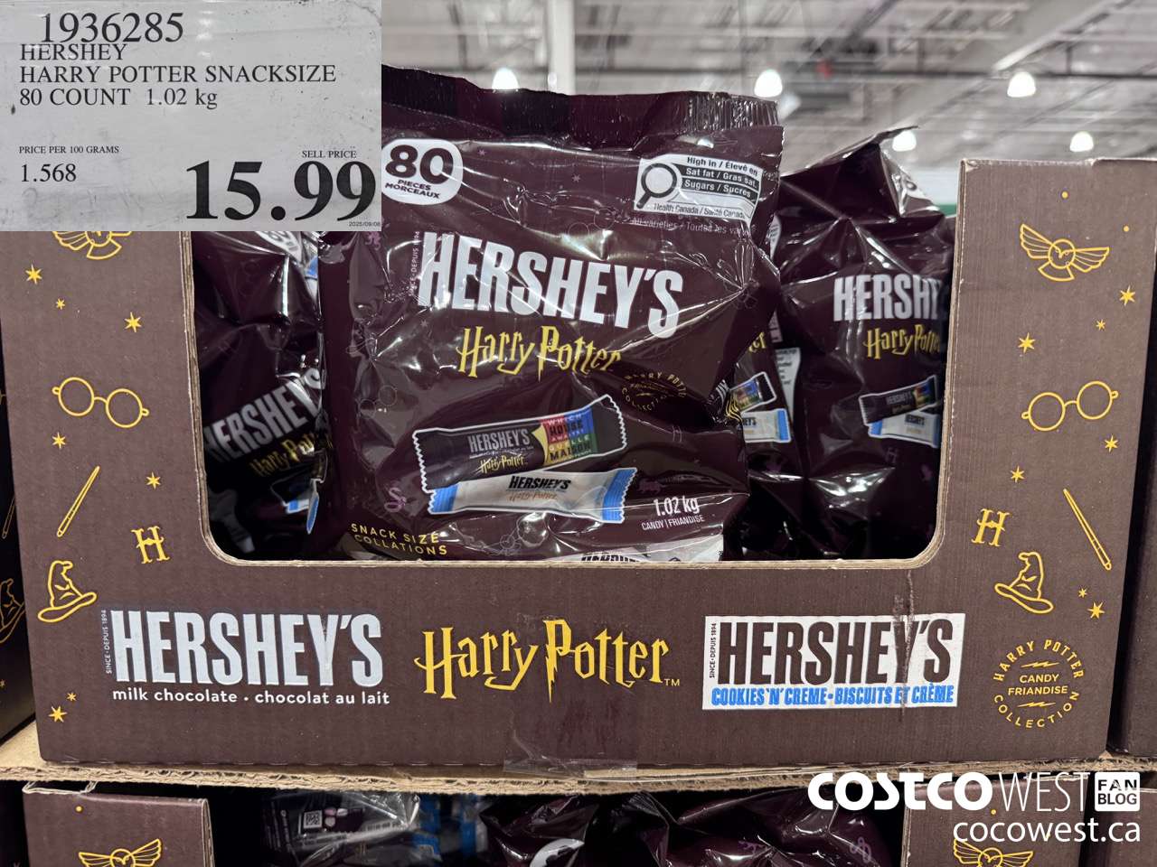 1936285 HERSHEY HARRY POTTER SNACKSIZE 80 COUNT 1.02KG $15.99