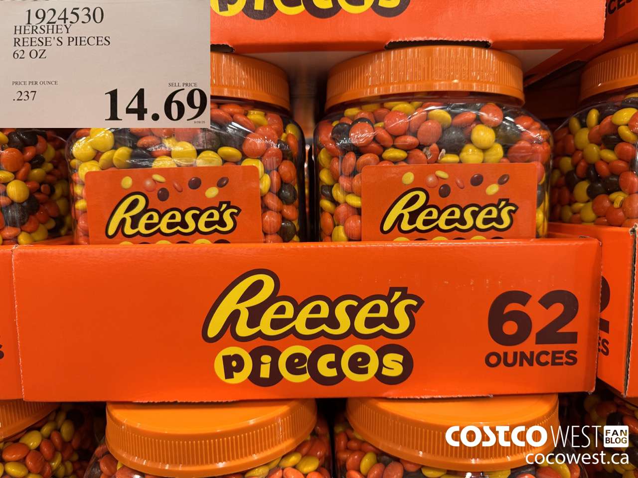1924530 HERSHEY REESE'S PIECES 62 OZ $14.69