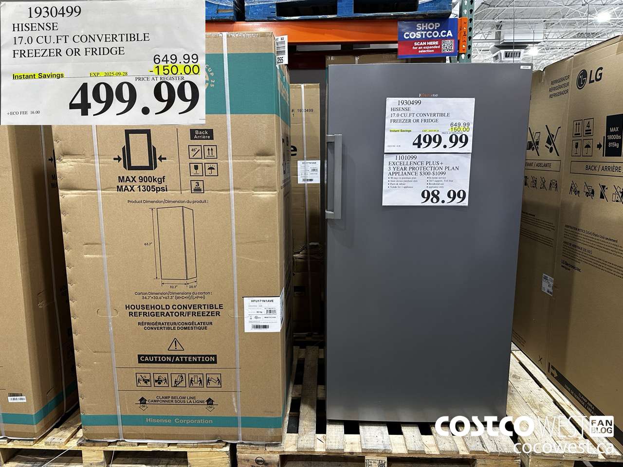 1930499 HISENSE 17.0 CUFT CONVERTIBLE FREEZER OR FRIDGE ($150.00 INSTANT SAVINGS EXPIRES ON 2025-09-28) $499.99