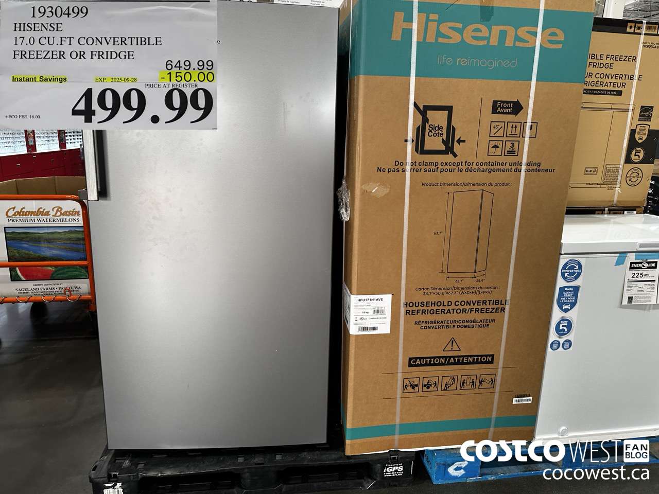 1930499 HISENSE 17.0 CUFT CONVERTIBLE FREEZER OR FRIDGE ($150.00 INSTANT SAVINGS EXPIRES ON 2025-09-28) $499.99