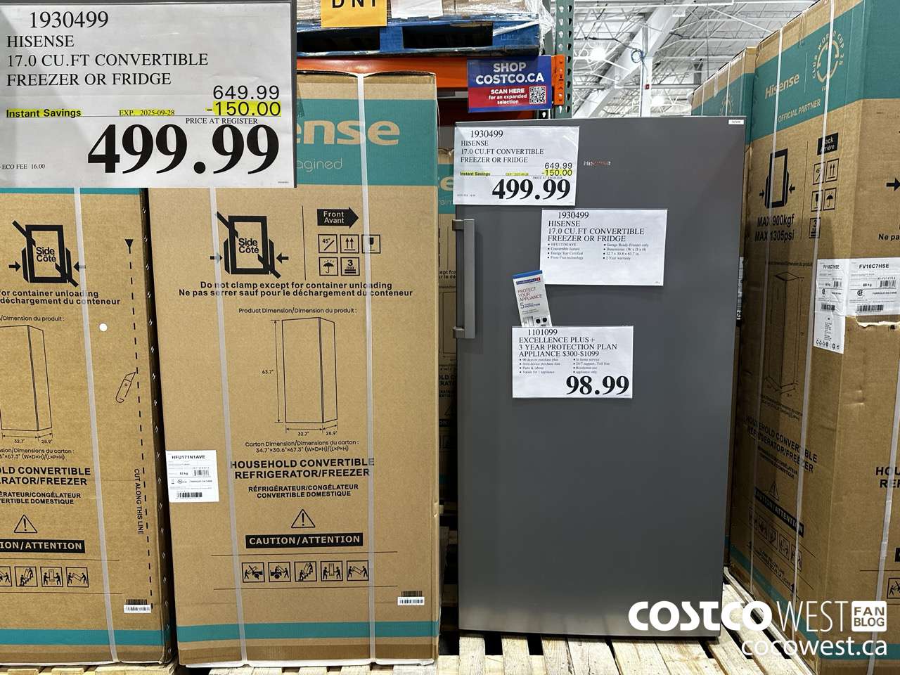 1930499 HISENSE 17.0 CUFT CONVERTIBLE FREEZER OR FRIDGE ($150.00 INSTANT SAVINGS EXPIRES ON 2025-09-28) $499.99