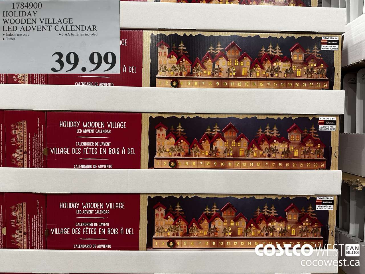 1784900 HOLIDAY WOODEN VILLAGE LED ADVENT CALENDAR $39.99